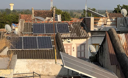 Solar panels on the roof